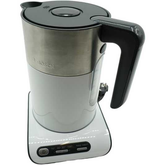 Bosch kabelloser Wasserkocher TWK8611P, Abschaltautomatik, 1,5L, 2400 Watt, weiß