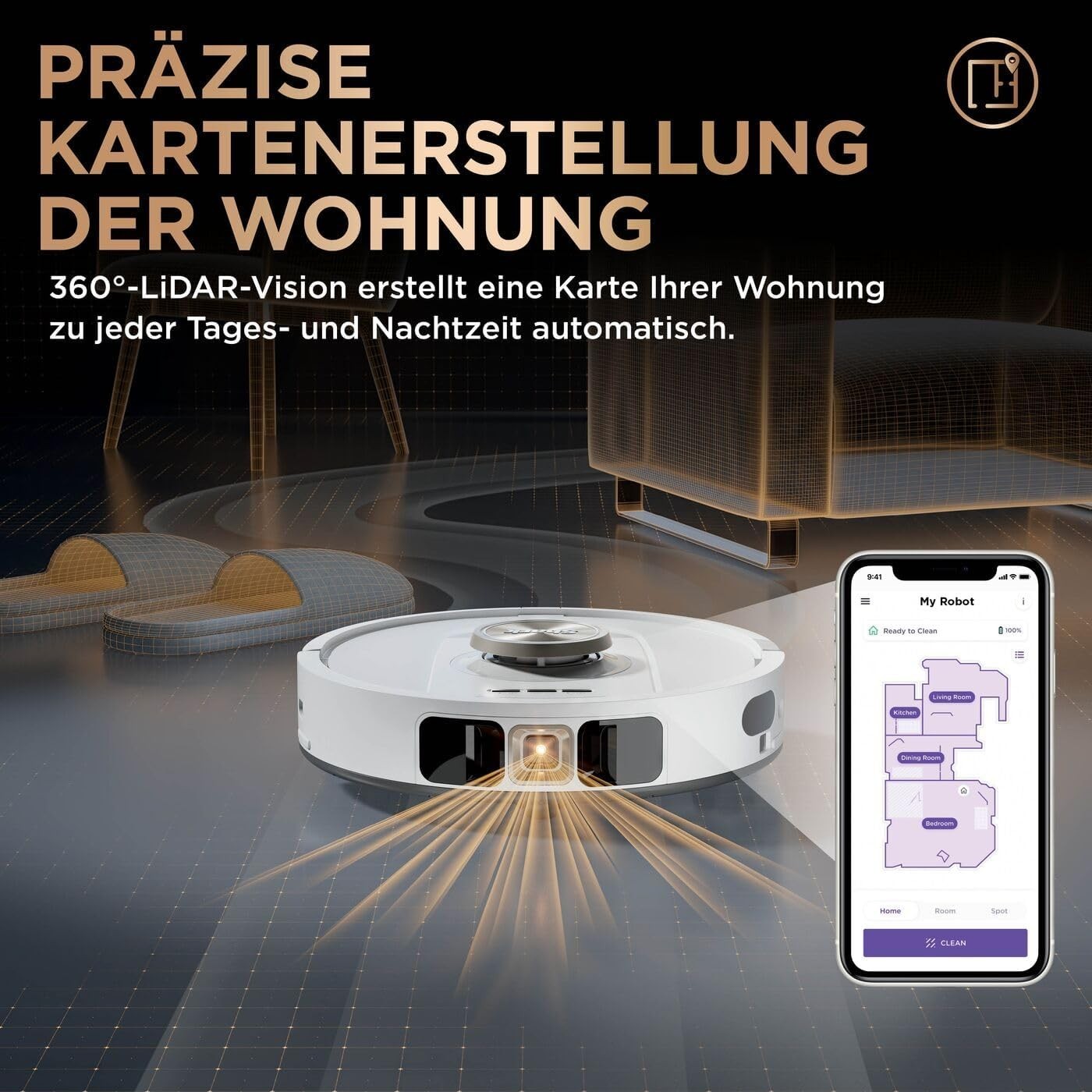 Shark PowerDetect 2-in-1-Saug- & Wischroboter, NeverTouch Pro AV2810ZEEUWH