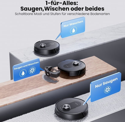 Proscenic Q8 Max Saugroboter mit Wischfunktion 6000Pa 200min Staubsauger Roboter