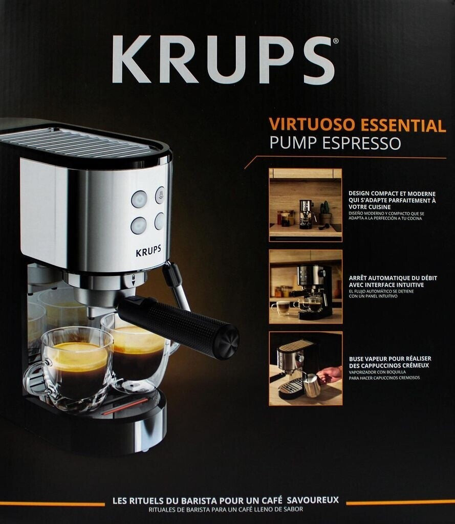 Krups Virtuoso Essential Espresso-Siebträgermaschine 15 bar Edelstahl XP441810