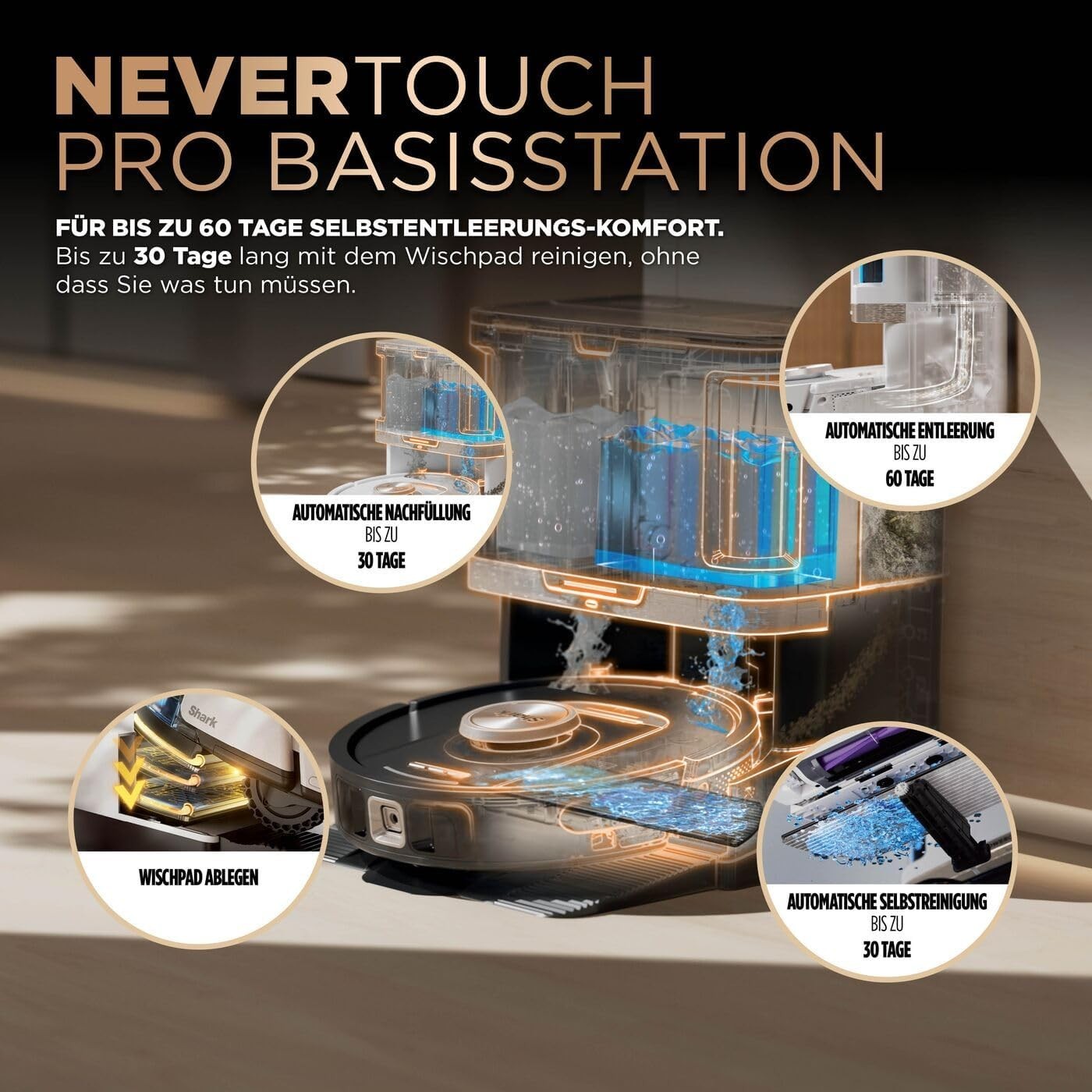 Shark PowerDetect 2-in-1-Saug- & Wischroboter, NeverTouch Pro AV2810ZEEUWH