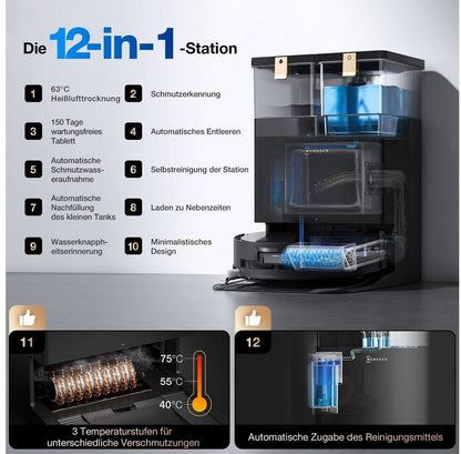 ECOVACS DEEBOT X8 PRO Omni Saugroboter mit Wischfunktion  18.000 Pa, 12-in-1