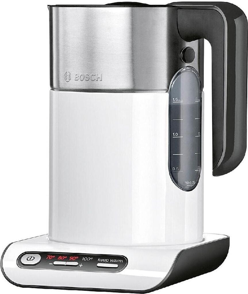 Bosch kabelloser Wasserkocher TWK8611P, Abschaltautomatik, 1,5L, 2400 Watt, weiß