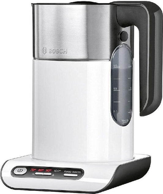 Bosch kabelloser Wasserkocher TWK8611P, Abschaltautomatik, 1,5L, 2400 Watt, weiß