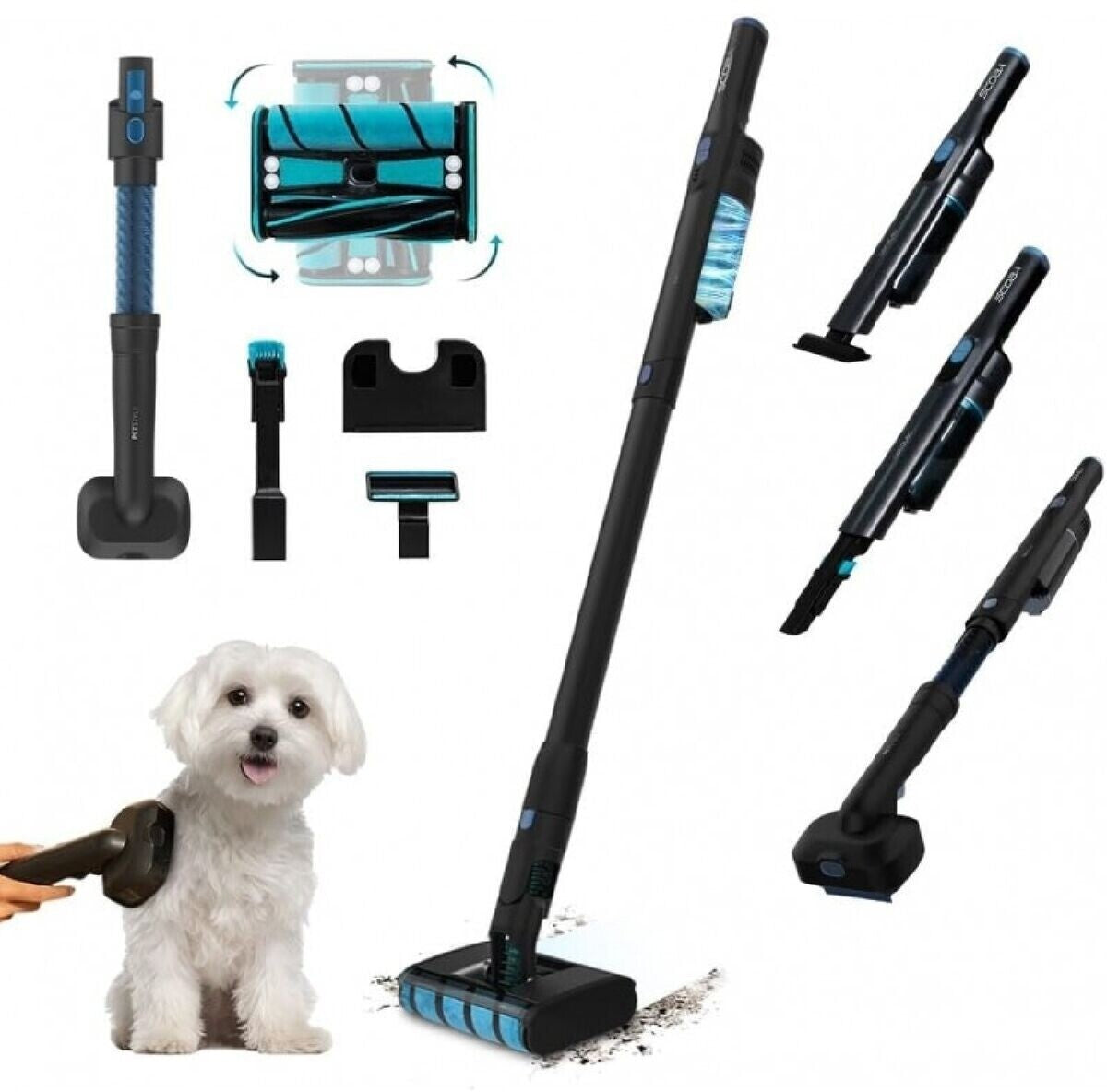 Cecotec Besenstaubsauger Scoba 2100 Twice Animal, bürstenloser Digitalmotor