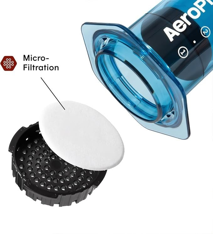 AeroPress Clear Blue Coffee Press – 3‑in‑1 Brühmethode kombiniert French Press