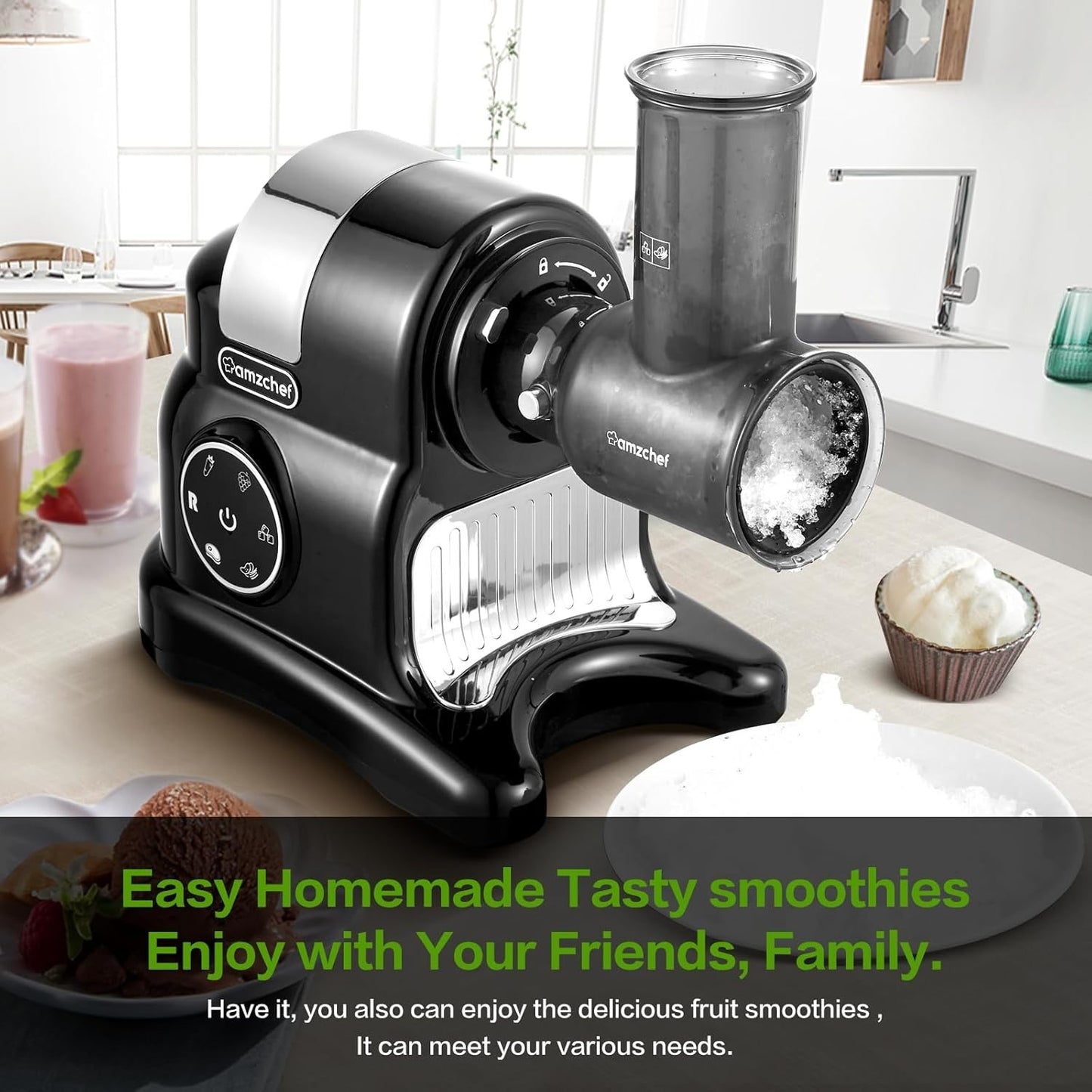 AMZCHEF Slow Juicer - 4 IN 1 Entsafter Fleischwolf - Entsafter Gemüse und Obst