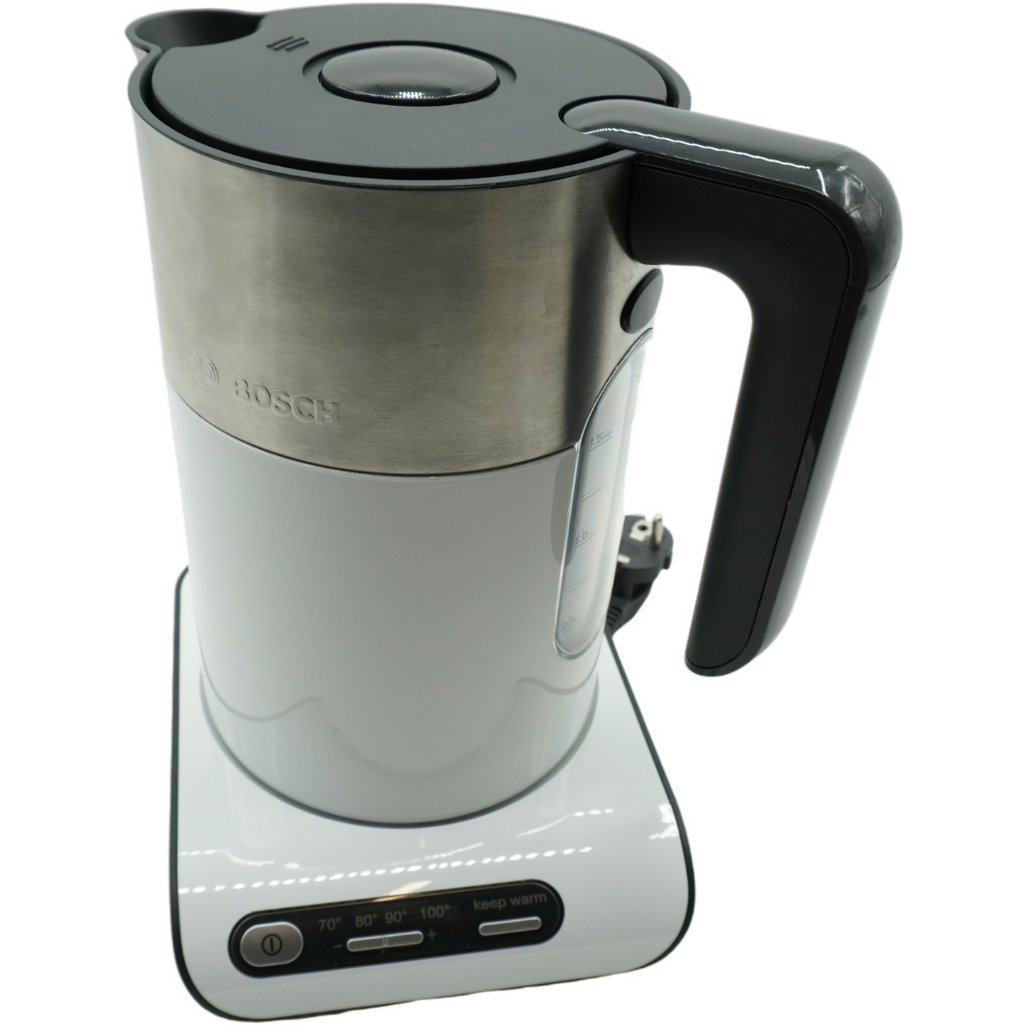 Bosch kabelloser Wasserkocher TWK8611P, Abschaltautomatik, 1,5L, 2400 Watt, weiß