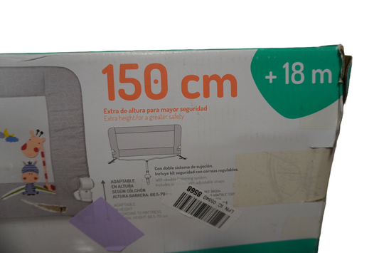 INTERBABY - Bedrail, Bettgitter 150 cm lang für sicheren Schlaf, Grau 🛏️👶🔒