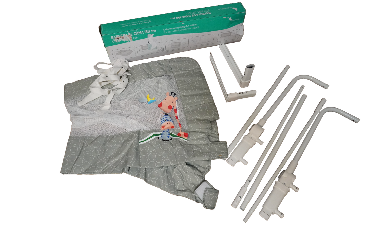 INTERBABY - Bedrail, Bettgitter 150 cm lang für sicheren Schlaf, Grau 🛏️👶🔒